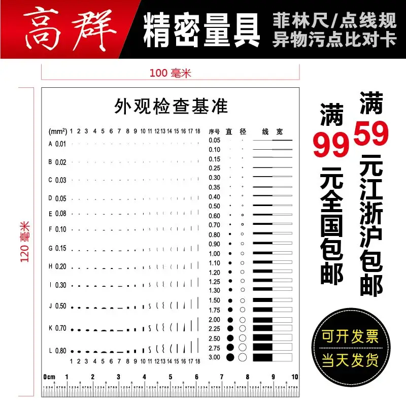 

Point Gauge Carfilin Ruler Appearance Inspection Standard Comparison Card Stain Crack Trachoma Comparison Film