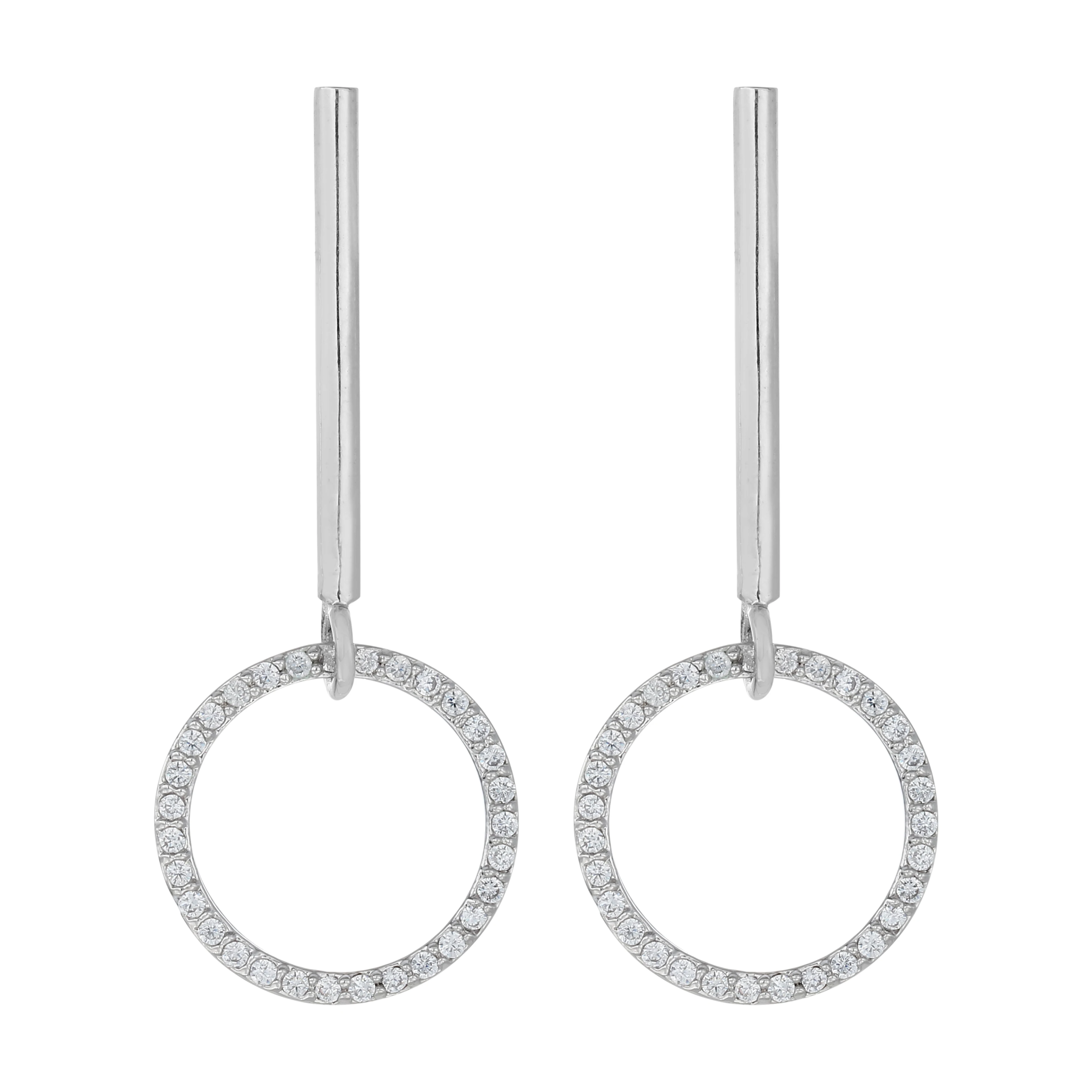 

L'amour&ma Simple Style Circle Long Drop Earring Luxury White Crystal Earrings For Women Jewelry Engagement Wedding Gifts Party
