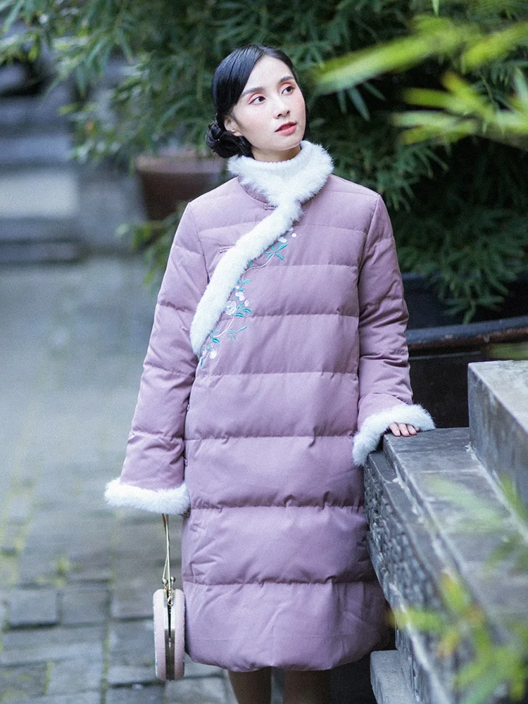 

2019 Winter Literature Art Retro Medium Long Thick Cotton Down Warm Coats