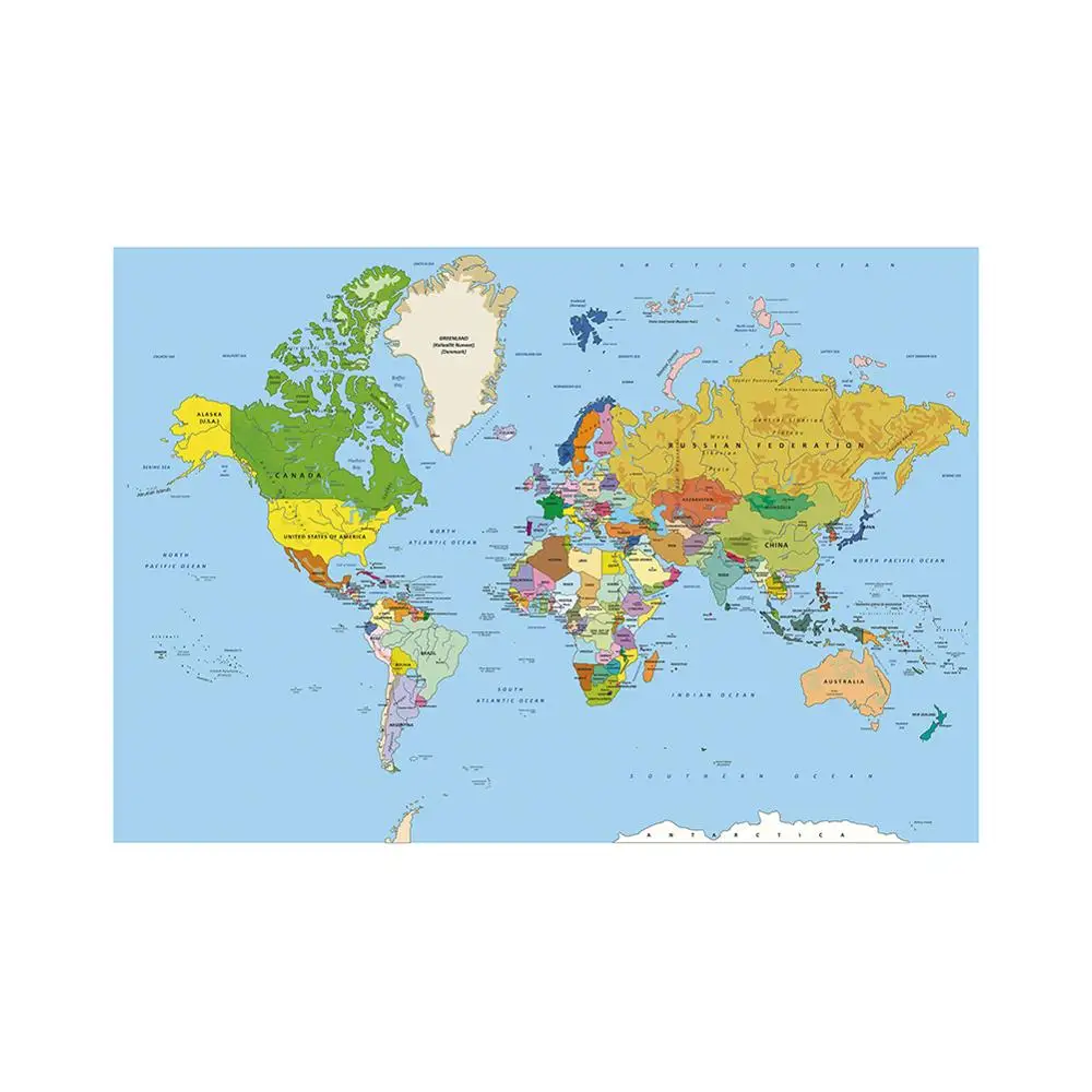 

150x100cm World Physical Map Non-woven World Map Without National Flags For Culture And Education