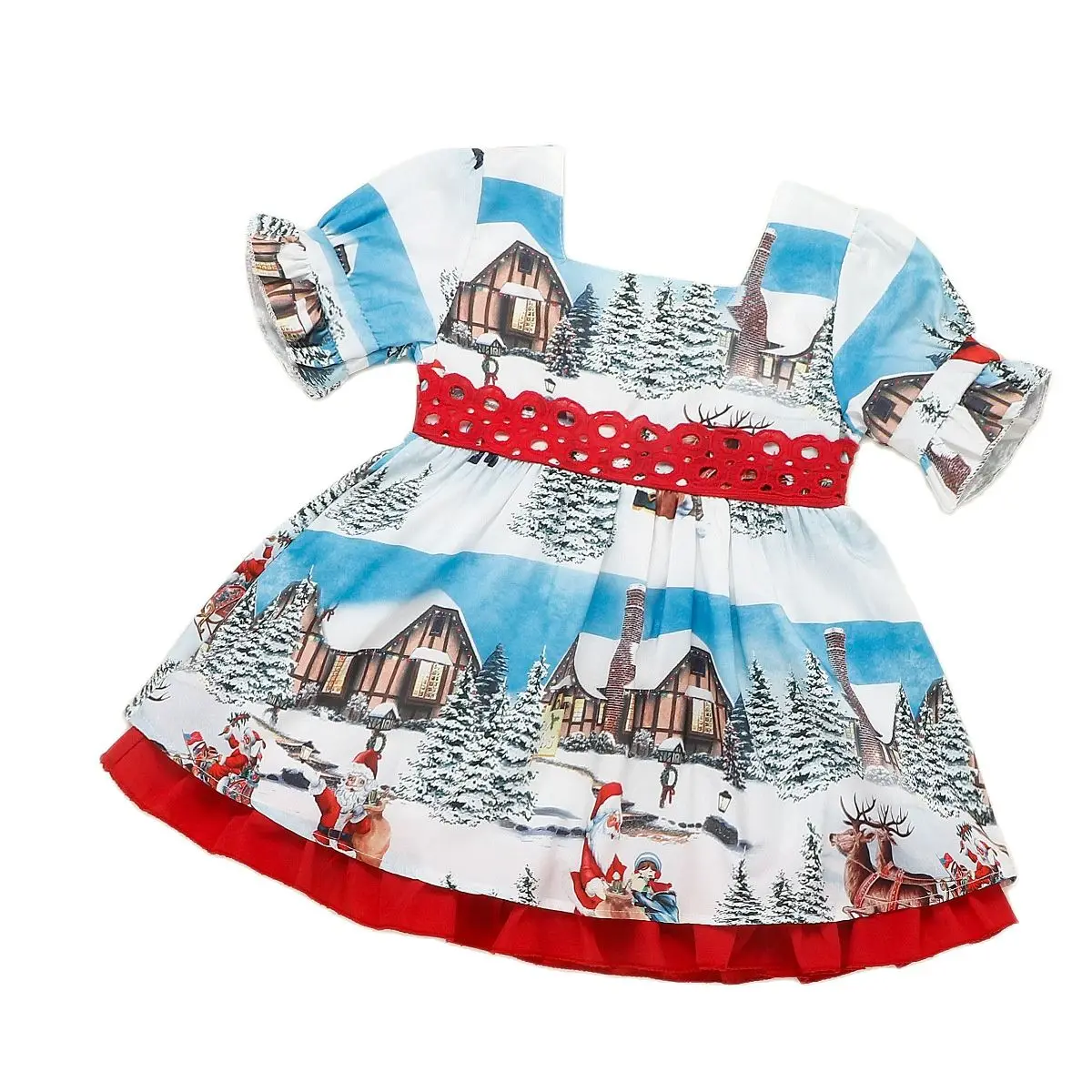 

Christmas children's santa claus print big bow skirt girls 1-3 years old children's skirt