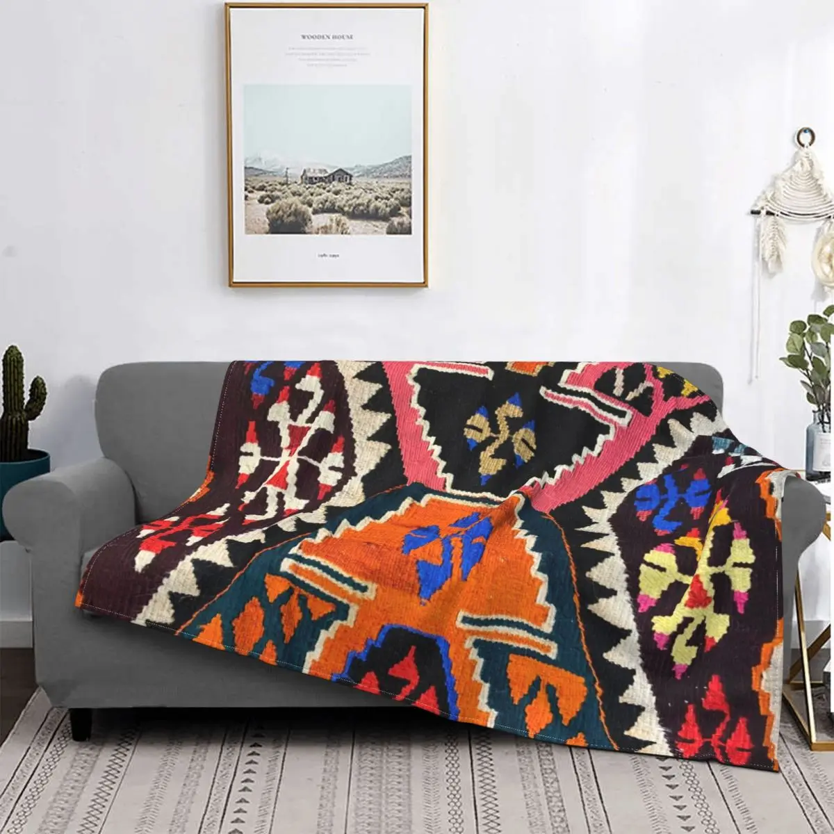 

Decor Kilim Blanket Bohemian Boho Hippie Geometric Plush Warm Super Soft Flannel Fleece Throw Blankets For Sofa BedSheet Velvet
