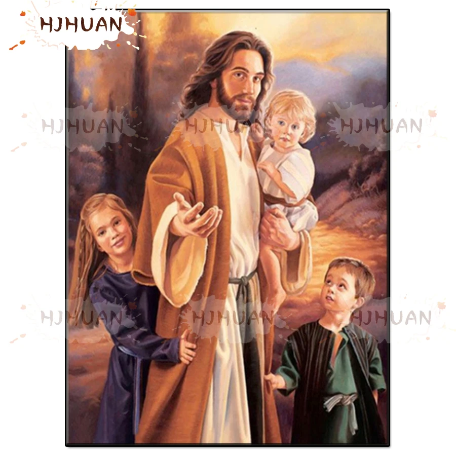 

5D DIY Religious figure, Jesus and cute little girl Diamond Painting Full Square round diamond Home Decoration gift Art Kits