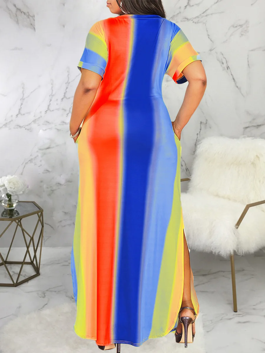 

ChocoMisty-LadyPlus Plus-size Dresses Tie Dye Patchwork Maxi Dress