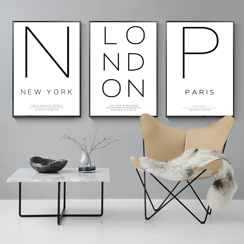 Nordic Minimalist American City English Alphabet Canvas Painting Poster Print Decorative Wall Pictures Living Room Decoration | Дом и сад
