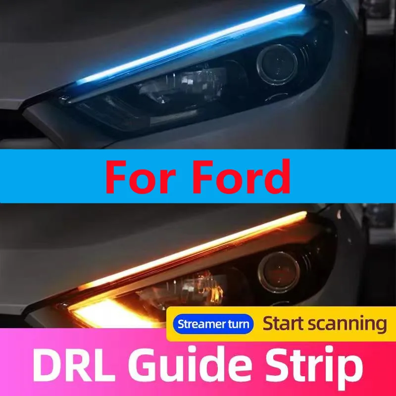 12 Вольт Автомобильный DRL LED Дневной свет Ходовой поворотный сигнал Желтый для Ford Fiesta Focus 2 3 Fusion Ranger Kuga S Max MK5 Mustang Escape on.