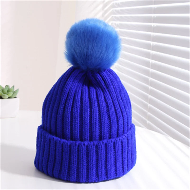 Модная теплая вязаная женская шапка зимние шапки в полоску для женщин шерстяные