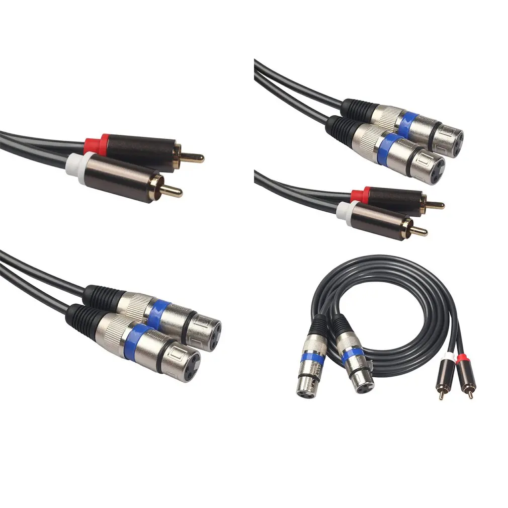 2 Rca штекер к Xlr двойной гнездовой аудио кабель позолоченный 1 5 м для микрофона