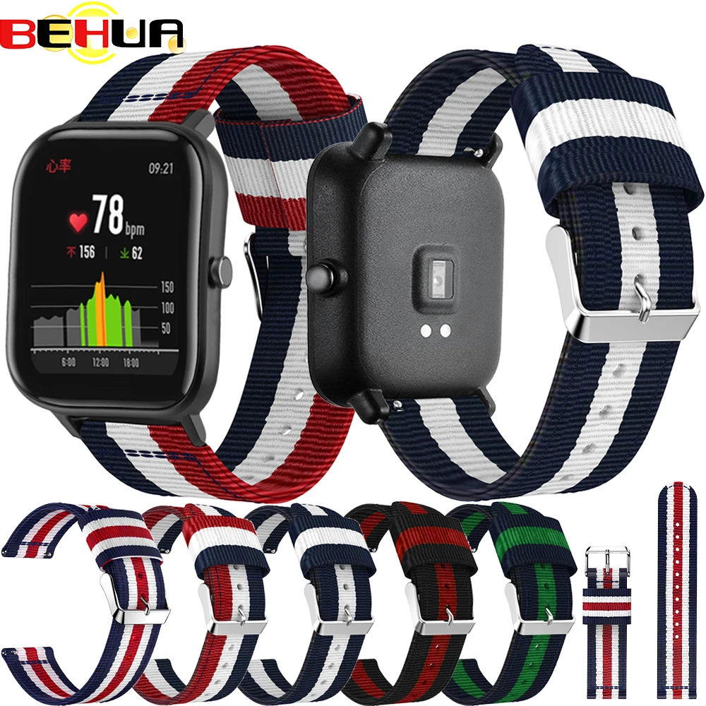 Ремешок нейлоновый для Xiaomi Huami Amazfit GTS Bit сменный Браслет Bip Lite Youth 20