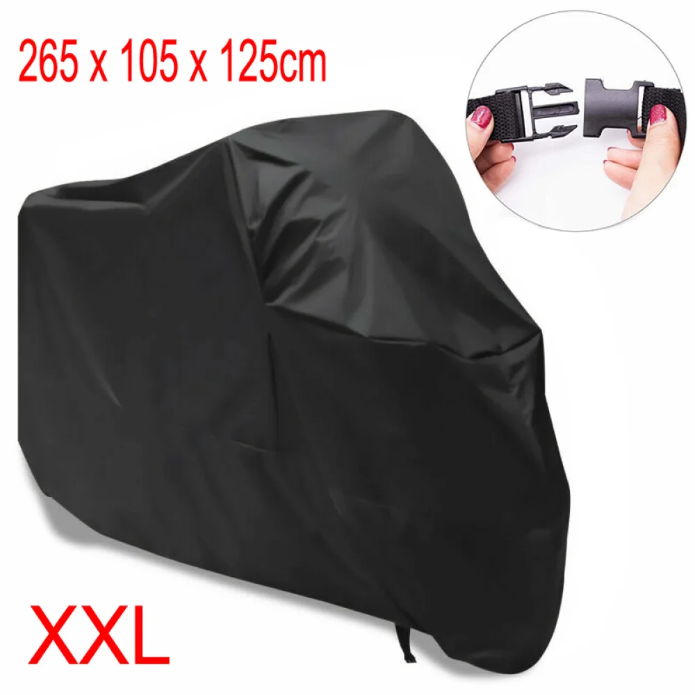 

Motorcycle Motorbike ATV Scooter Dustproof Waterproof Sun Block Protective Cover Rain Cover Protector - Size XXL (Black)