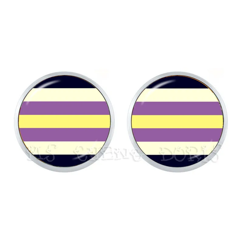 ЛГБТ серьги Bi Pride 12 мм стеклянный купол серьги-гвоздики Радужный Флаг фотография