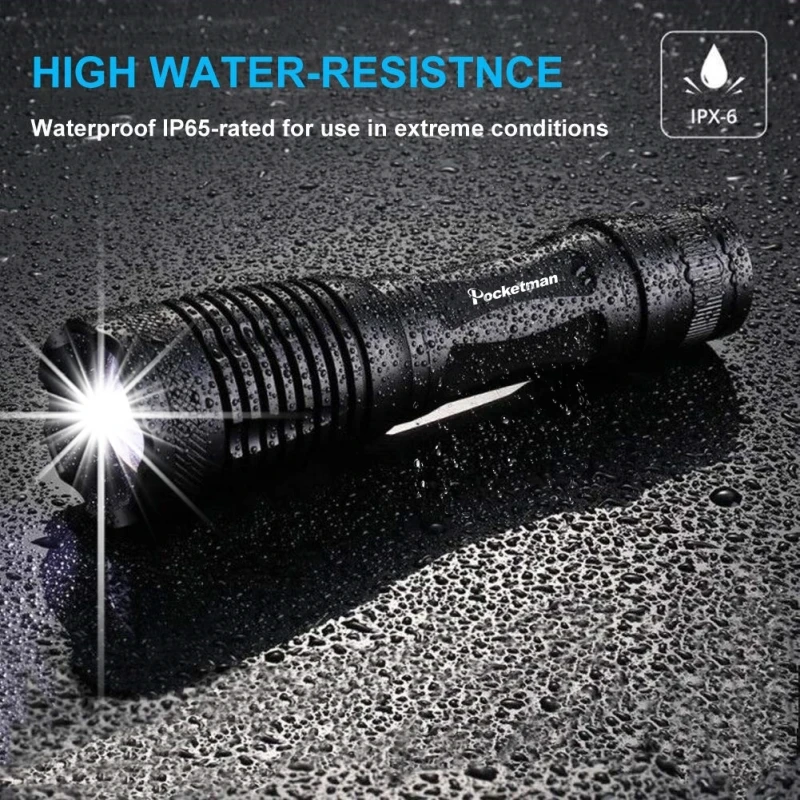 

E6 (235-T6) Waterproof torch light with retractable zoom LED flashlight