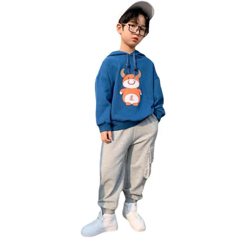 

Children's spring boutique kids clothing cartoon suit boys foreign air children's clothing new boys fashion in the two-piece set