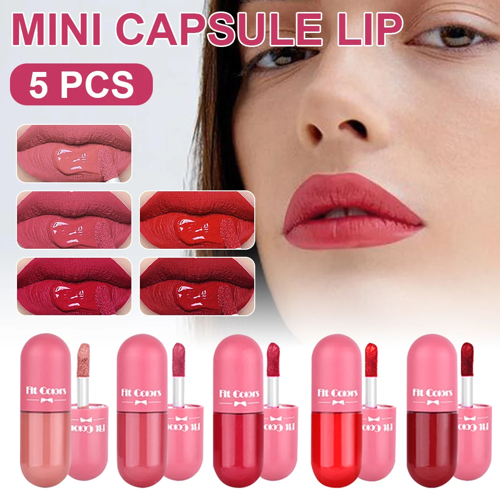 

6ml Matte Liquid Lipstick Mini Capsule Lip Gloss Waterproof Long Lasting Lip Tint for Party Club Date Lip Makeup