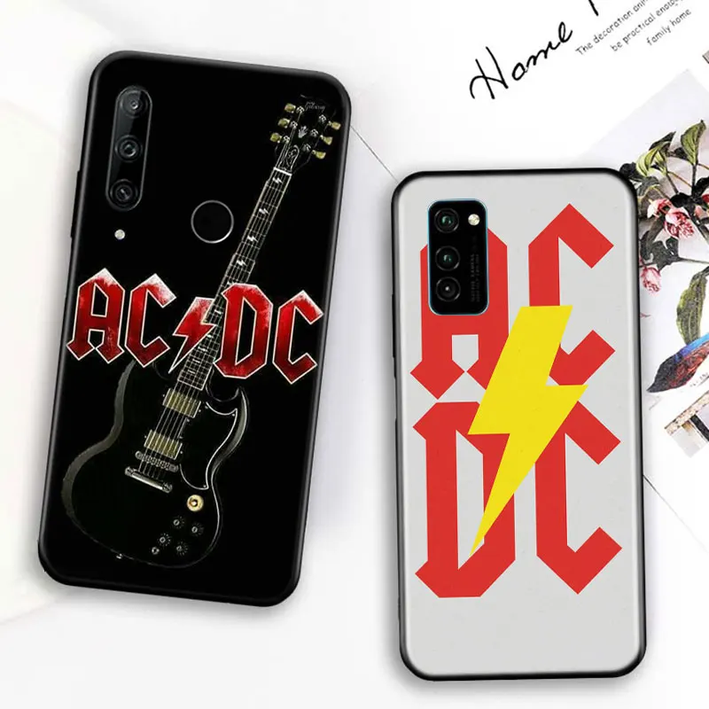 

Silicone Cover AC DC Poster Music For Huawei Honor 7C 7A 7S 8 8A 8X 8C 8S 2019 2020 9 lite 9X Pro Black Phone Case