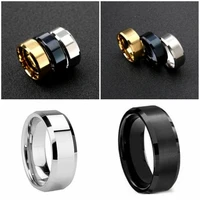 trend stainless steel band gold finger ring titanium women wedding engagement men