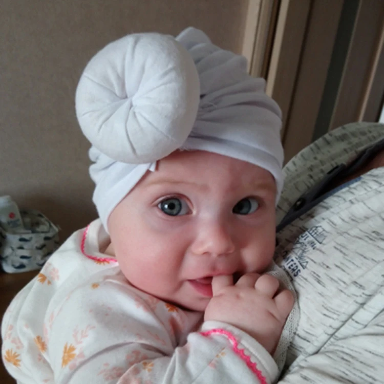 Children Accessories Newborn Toddler Kids Baby Boy Girl Turban Cotton Beanie Hat Winter Warm Soft Cap Solid Knot Wrap | Детская одежда