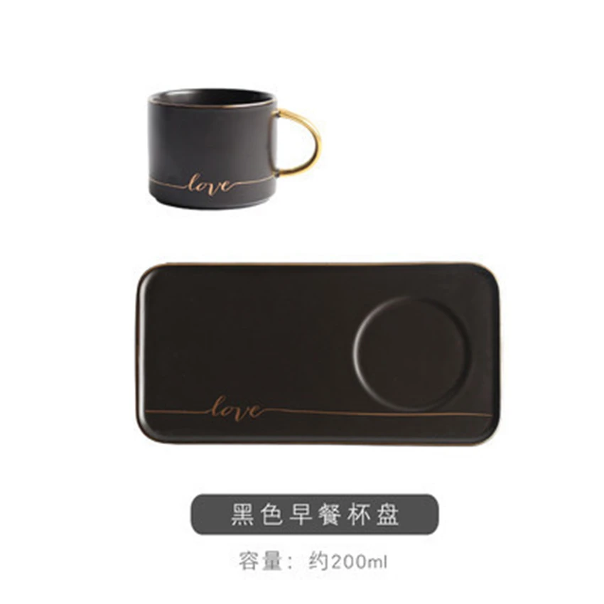 Набор американских креативных кофейных чашек с блюдцем керамика золотого цвета