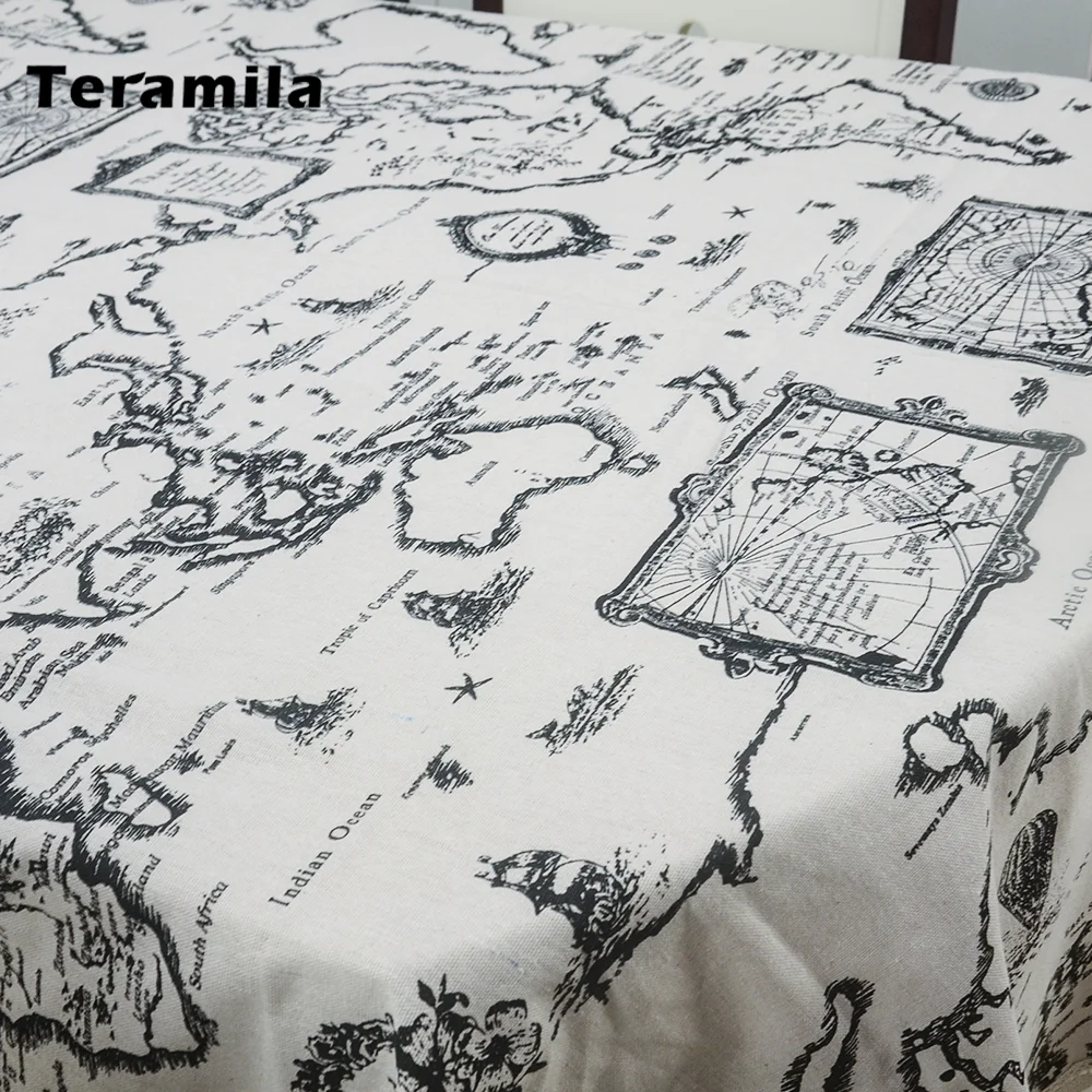 Teramila прямоугольная скатерть с рисунком карты плотная льняная кружевом для
