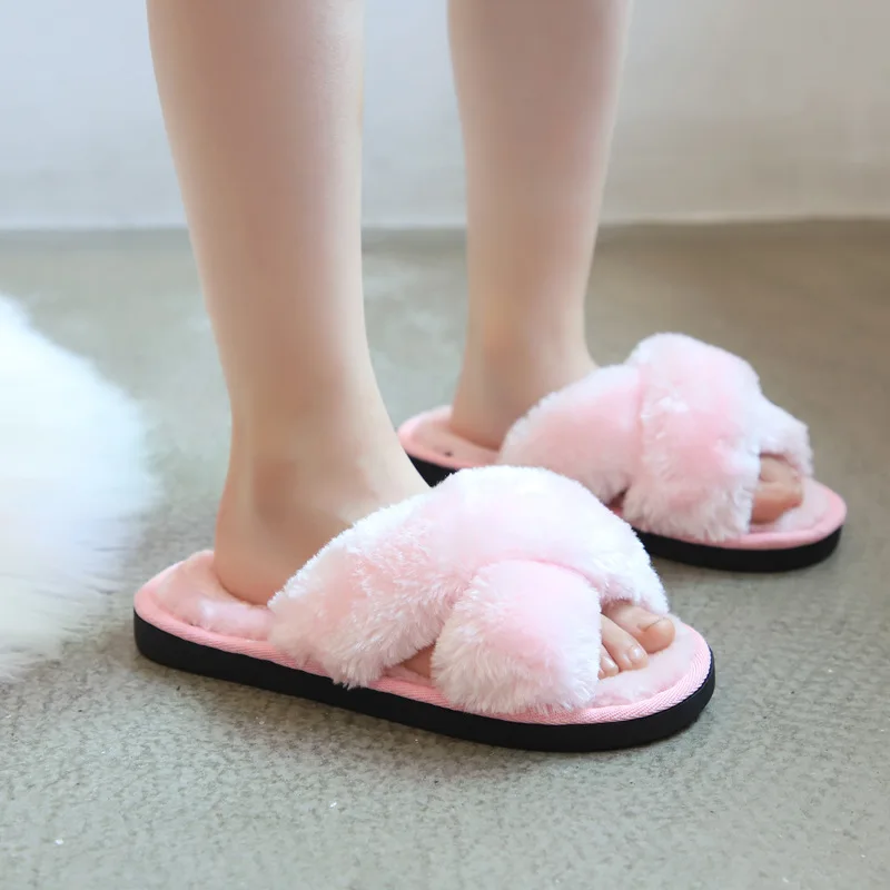 Модные зимние домашние тапочки для детей Теплая обувь из искусственного меха