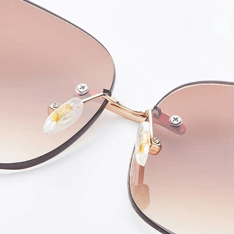 Модные женские солнцезащитные очки бескаркасные трендовые ретро зеркальные