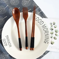 natural wooden spoon fork dinner kit rice soups utensil cereal handmade home tableware dinnerware cutlery suitable for children