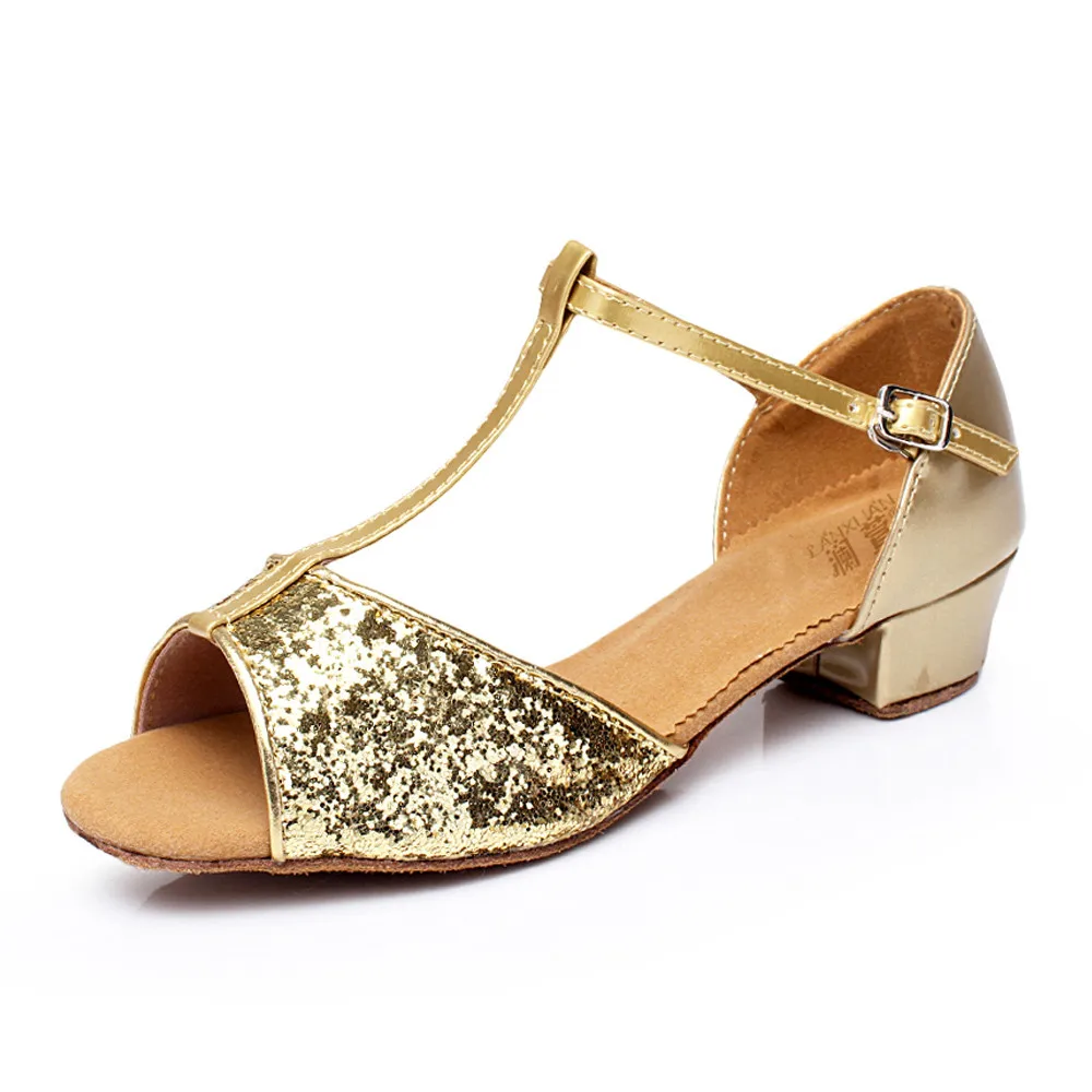 Туфли из искусственной кожи на низком каблуке для бальных танцев детские