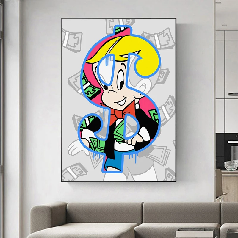Graffiti Art Acrylic Monopoly Canvas Posters and Print Boy Dollar Paintings on The Wall for Home Decor Pictures | Дом и сад