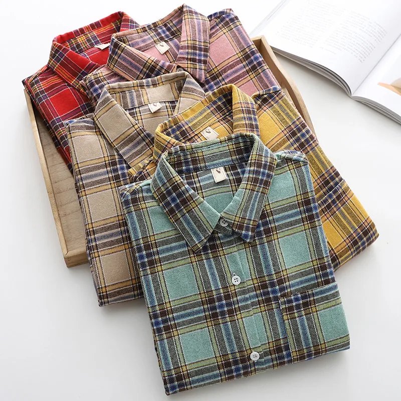 Plaid Women Blouses Shirts Tunic Womens Tops And Blouse 2020 Womenswear Long Sleeve Clothing Button Up Down Outwear OL Loose