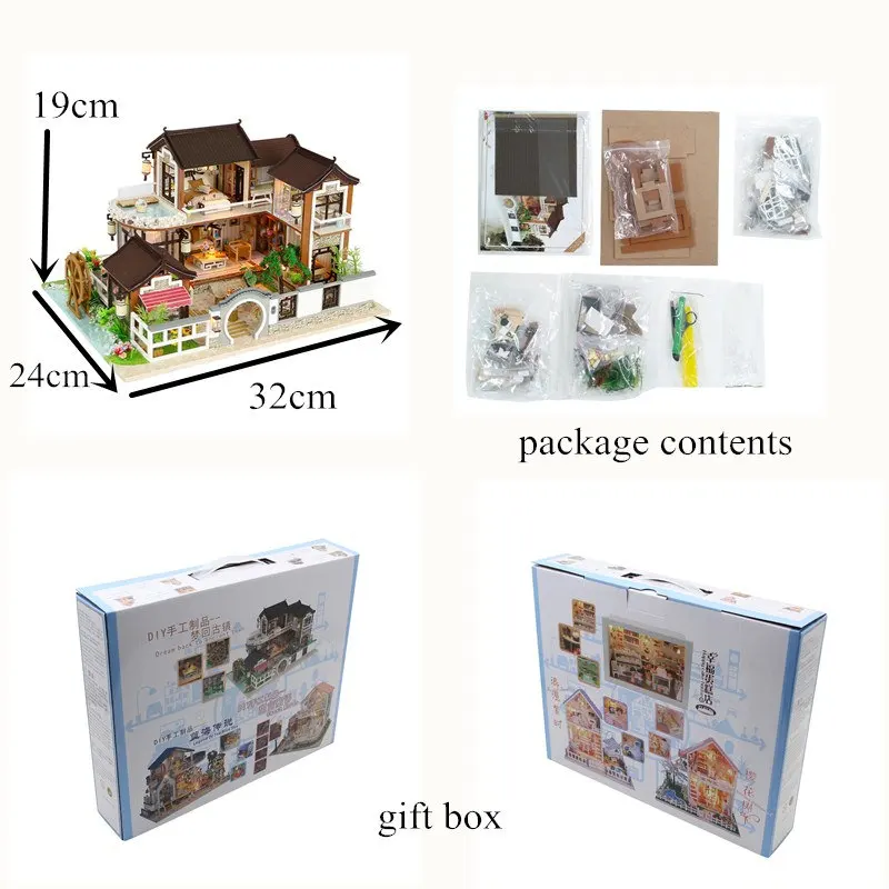 Миниатюрный Кукольный домик деревянный набор большая мебель diy кукольный сад