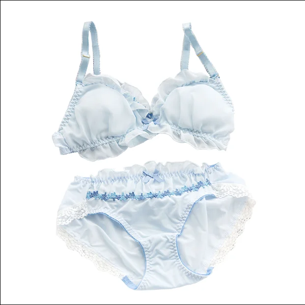 Японский Тонкий милый комплект с бюстгальтером без стальных колец для студенток