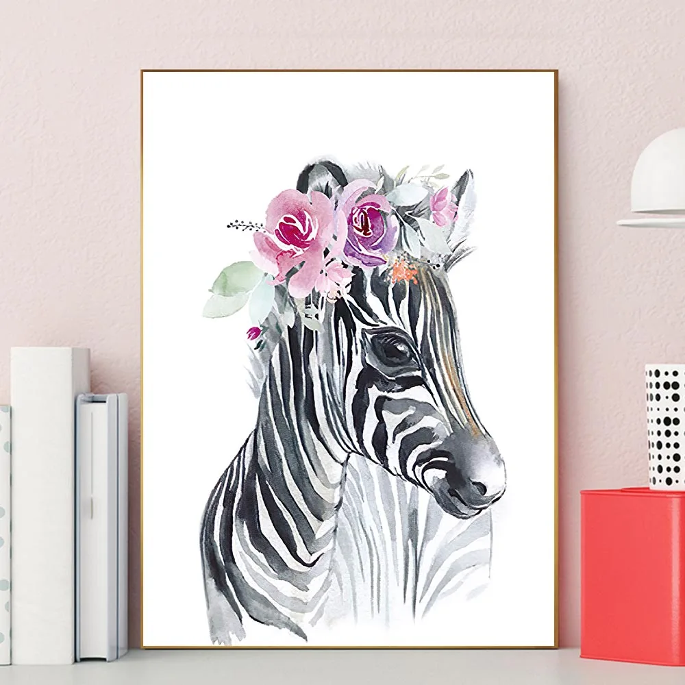 Слон рисyнкoм жирaфa или Льва детская постер на стену для домашнего декора