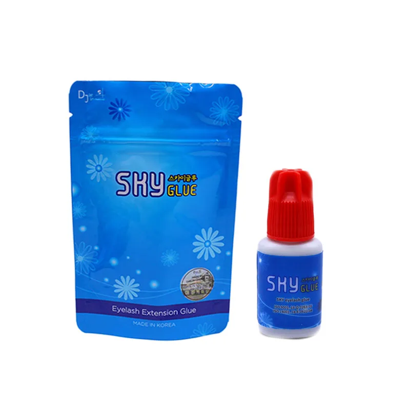 

5 Bottles Fastest Korea Sky Glue for Eyelash Extensions Red Cap 1-2s Dry time Most Powerful S+ Lash Glue MSDS Adhesive Makeup