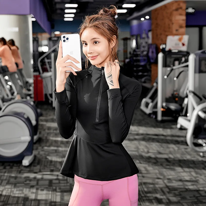 

Новинка, женские спортивные топы для йоги, свободная рубашка для спортзала и йоги, эластичный Топ с длинным рукавом для тренировок, фитнеса, ...