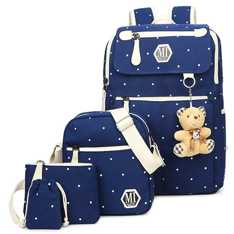 4 шт./компл. холщовые школьные рюкзаки для колледжа модные девочек и