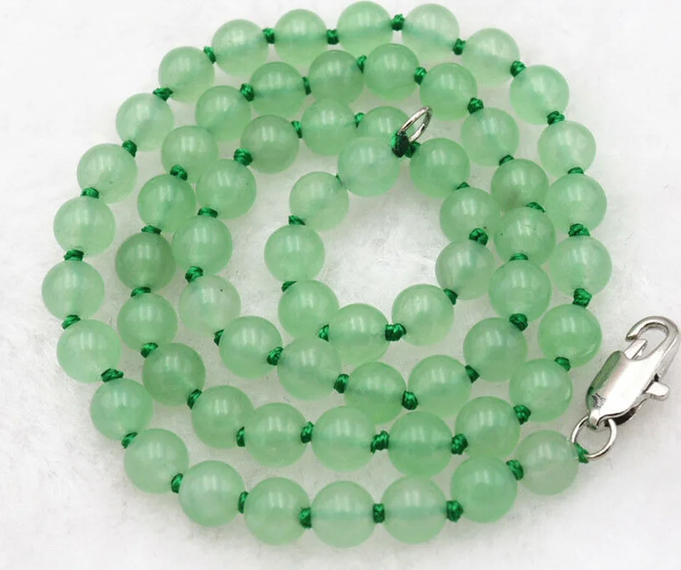 

Charming! 6mm Green beans Emerald jade Gemstone Necklace 18"