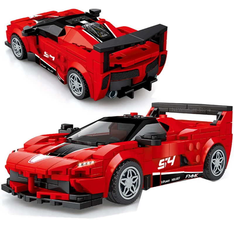 

2021 Speed Champion Serise Red Ferra FXXK-EVO Famous Supercar Race Car Sports Sets Building Blocks Bricks Kits Model