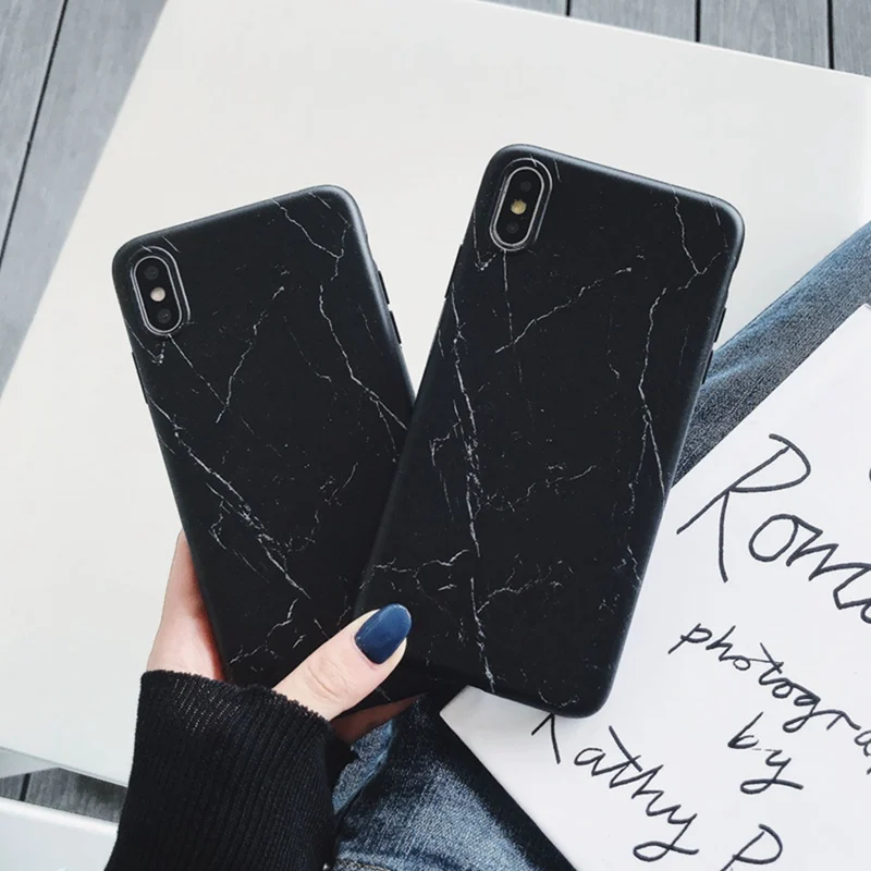 Черный мраморный силиконовый мягкий чехол все включено для телефона iphone XS Max XR X 6