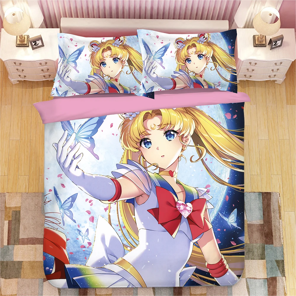 Сейлор Мун мультфильм печати 3D постельные принадлежности набор пододеяльников наволочки один кусок одеяло постельные принадлежности набор s постельное белье - Цвет: 7