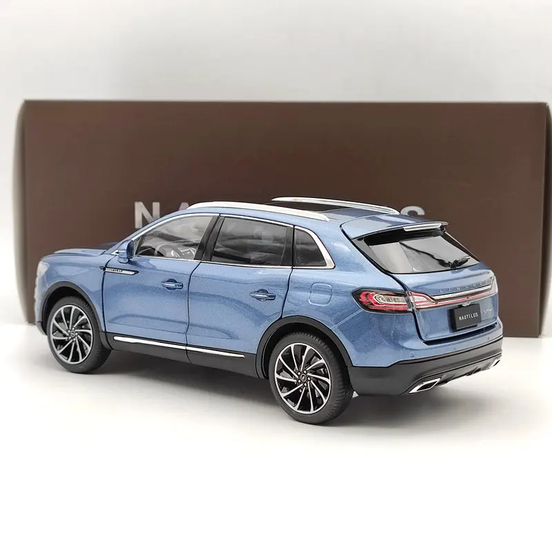 Оригинал 1:18 для L ~ coln Nautilus 2018 Blue Luxury SUV литая модель Модель Коллекция игрушек