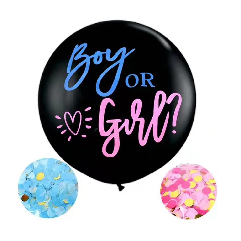 

36inch Black Gender Reveal Latex Balloons Gender Reveal Boy Or Girl Bomb Ballon For Baby Party Blue Pink Confetti Decor Supplies