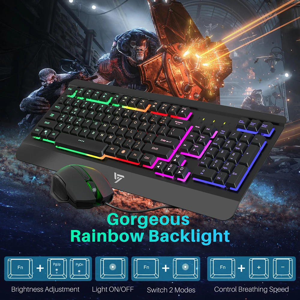 VicTsing PC216 PC Gamer игровая клавиатура и мышь комбинированный Стандартный комплект USB