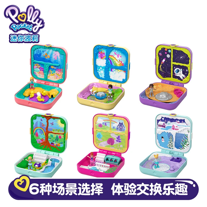 

Original Polly Pocket Surprise Pocket Treasure Box Doll Houses Girls Toys GDK76