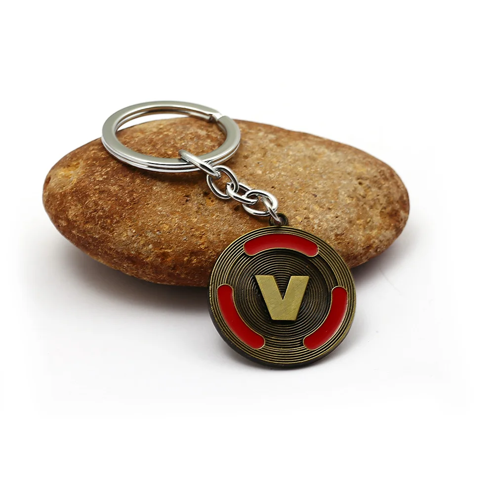 Game Jewelry V Coin Keychain For Men Metal Round Key Chain Rings Women Car Bag Pendant Llaveros Porte Clef Chaveiro Souvenir | Украшения и