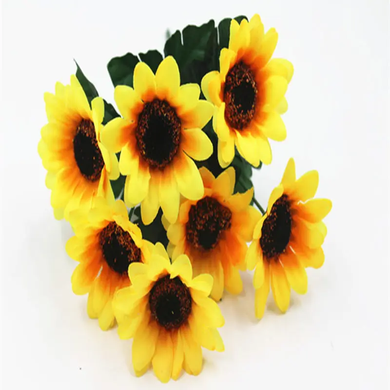 Домашнее свадебное украшение имитация цветов семь подсолнухов|Искусственные