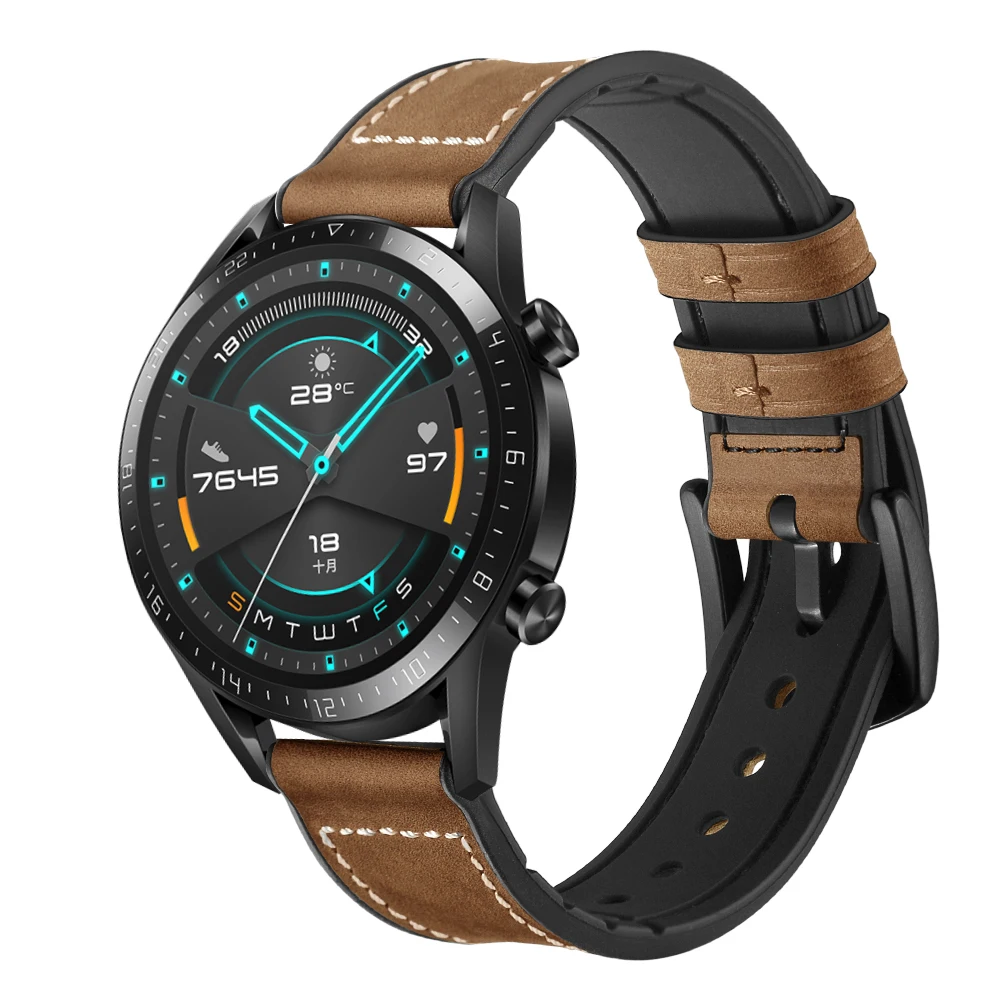 Ремешок из натуральной кожи для huawei GT 1 2 42 мм 46 мм/huawei watch pro huami amazfit GTR 47 мм|Ремешки