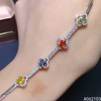 kjjeaxcmy fine jewelry 925 sterling silver inlaid natural color sapphire women exquisite fashion flower gem hand bracelet suppor