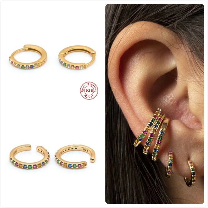 Женские серьги из стерлингового серебра 925 пробы с разноцветными кристаллами