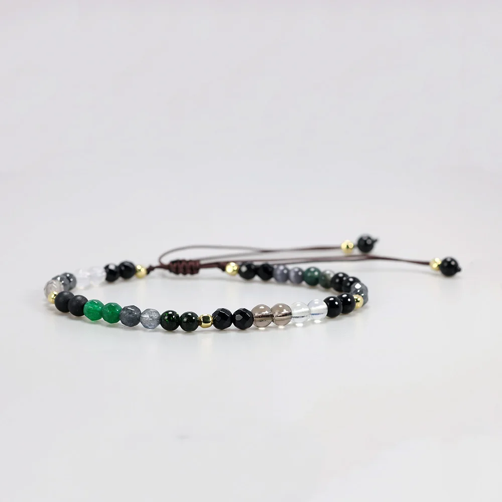 Женский браслет с натуральными бусинами 4 мм|Гибкие и жесткие браслеты| |