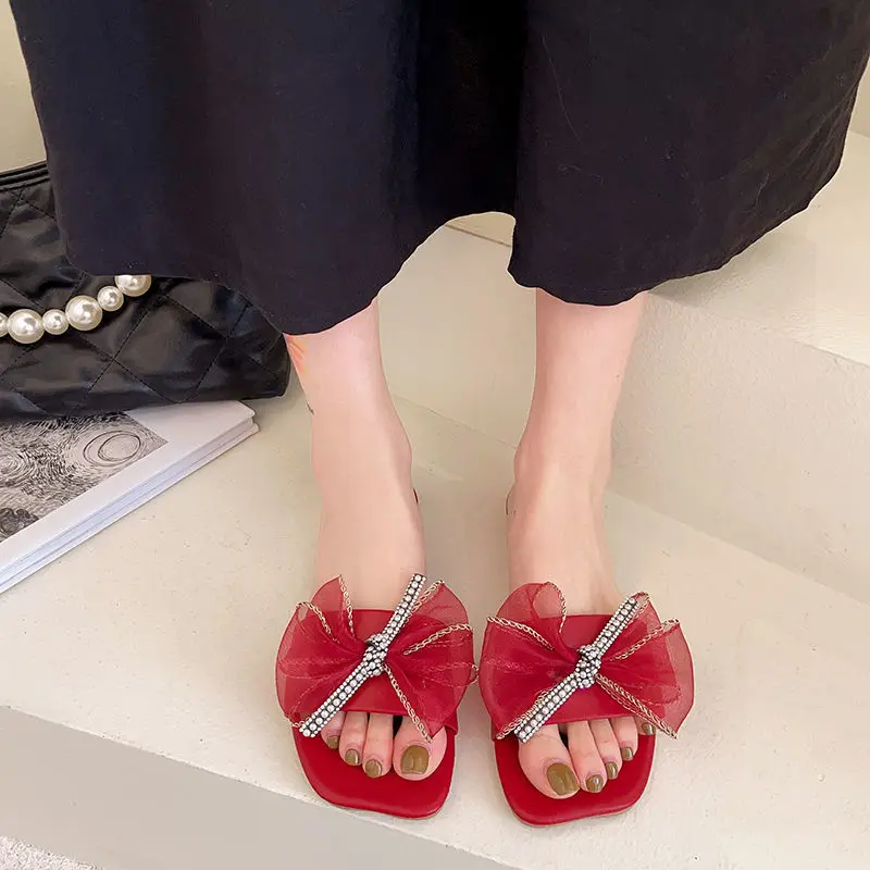 

Sandals Women's 2021 Summer Outerwear Non-Slip Fashion Bowknot Flat Slippers